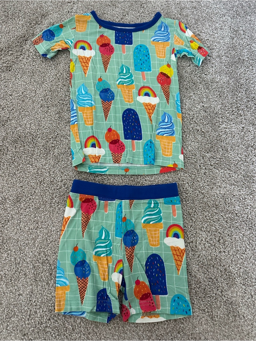 Little Sleepies Ice Cream & Rainbow Pajama Set - Blue/Green